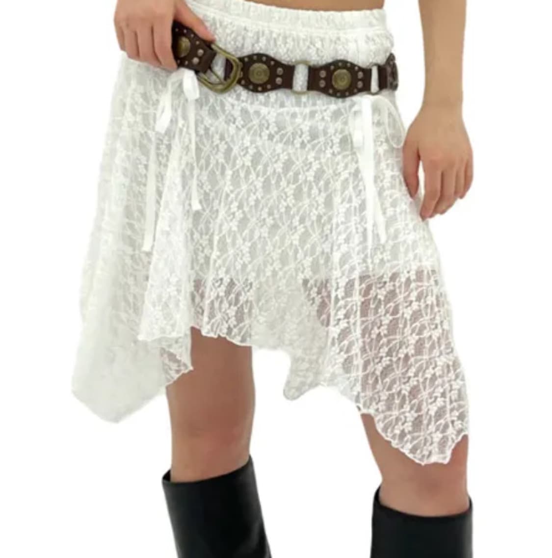 빈티지 리본 언발 레이스 스커트 상품이미지2