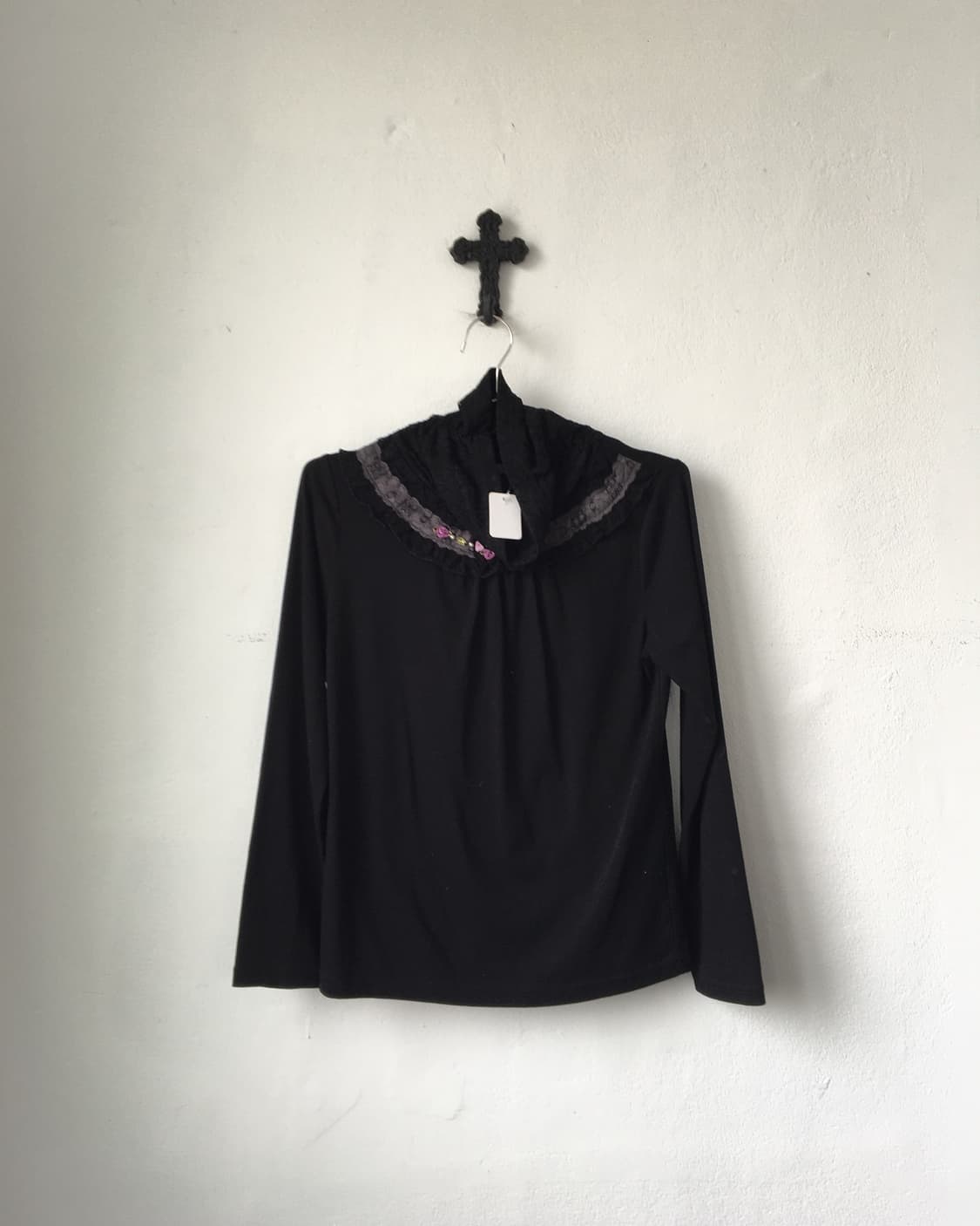 Axes femme lace point high neck sleeve 상품이미지2