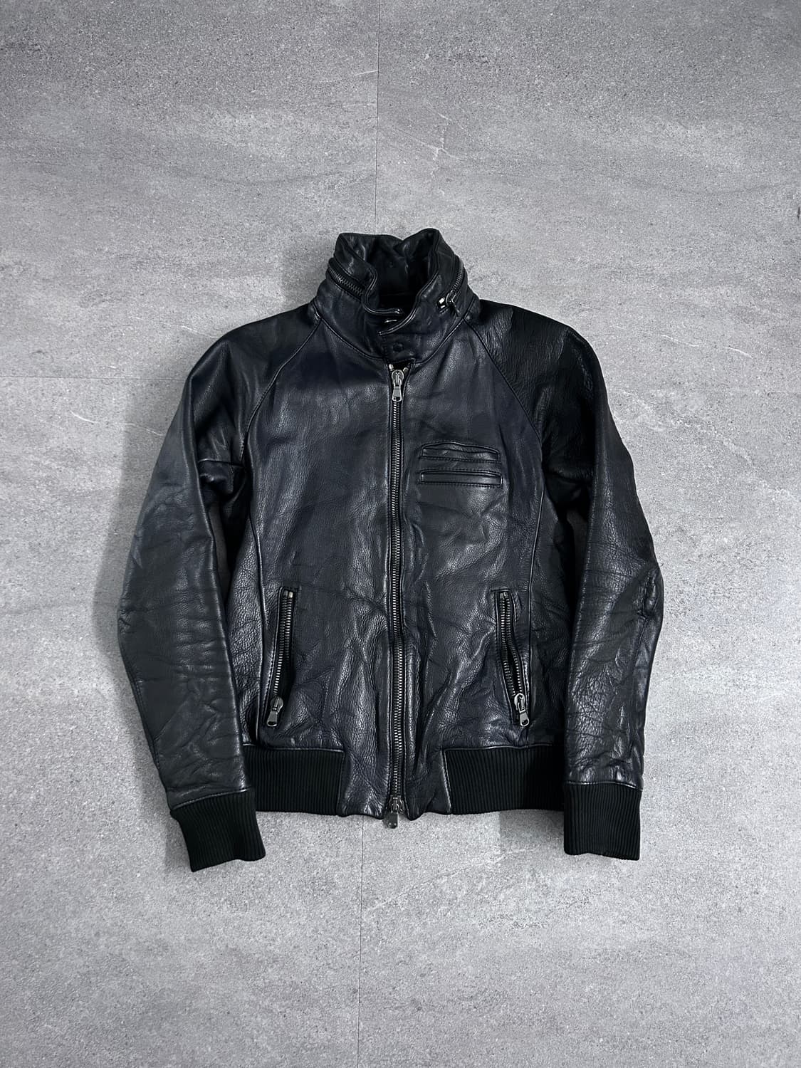 준 하시모토 히든 후디 하이넥 램스킨 자켓 상품이미지1