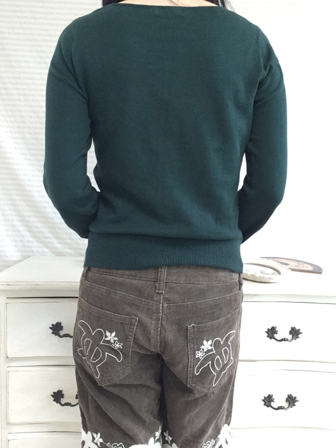 jpn vintage 딥 그린 리본 가디건 y2k 스트릿 갸루 펑키 상품이미지4