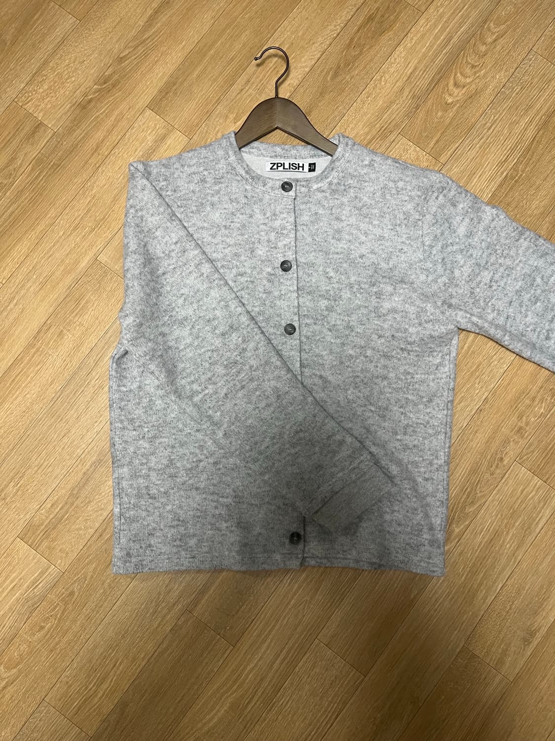 지플리시 핑거홀 가디건 멜란지 그레이 상품이미지2