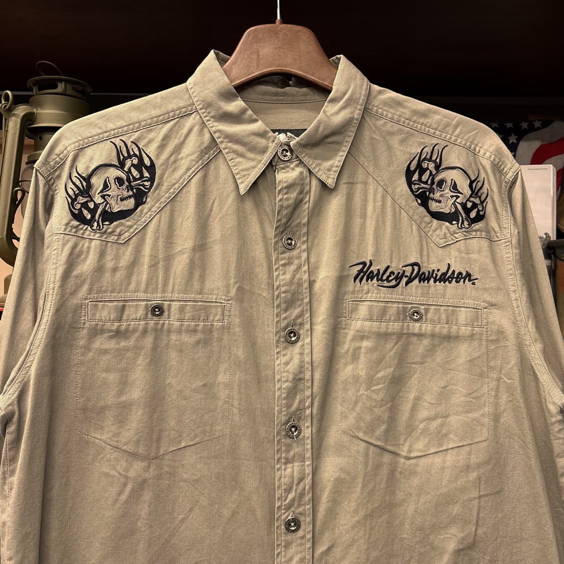 00s 할리데이비슨 플레임스컬 엠브로이드 코튼 워크자켓 N960 상품이미지3
