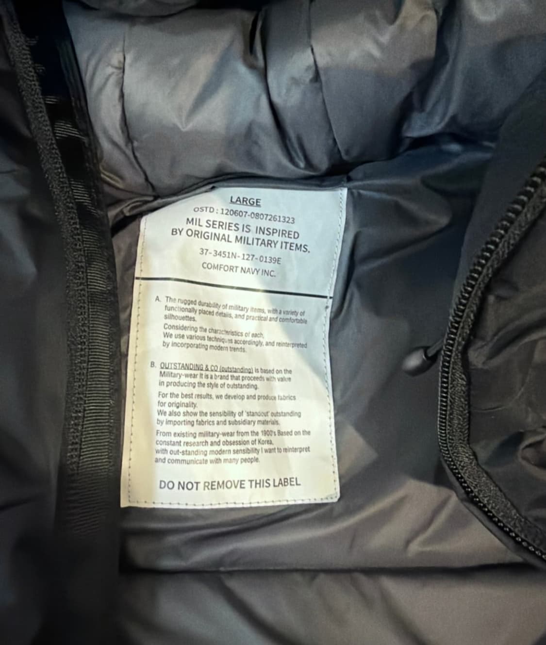 [L]아웃스탠딩 toray 프리마로프트 pcu자켓 상품이미지3