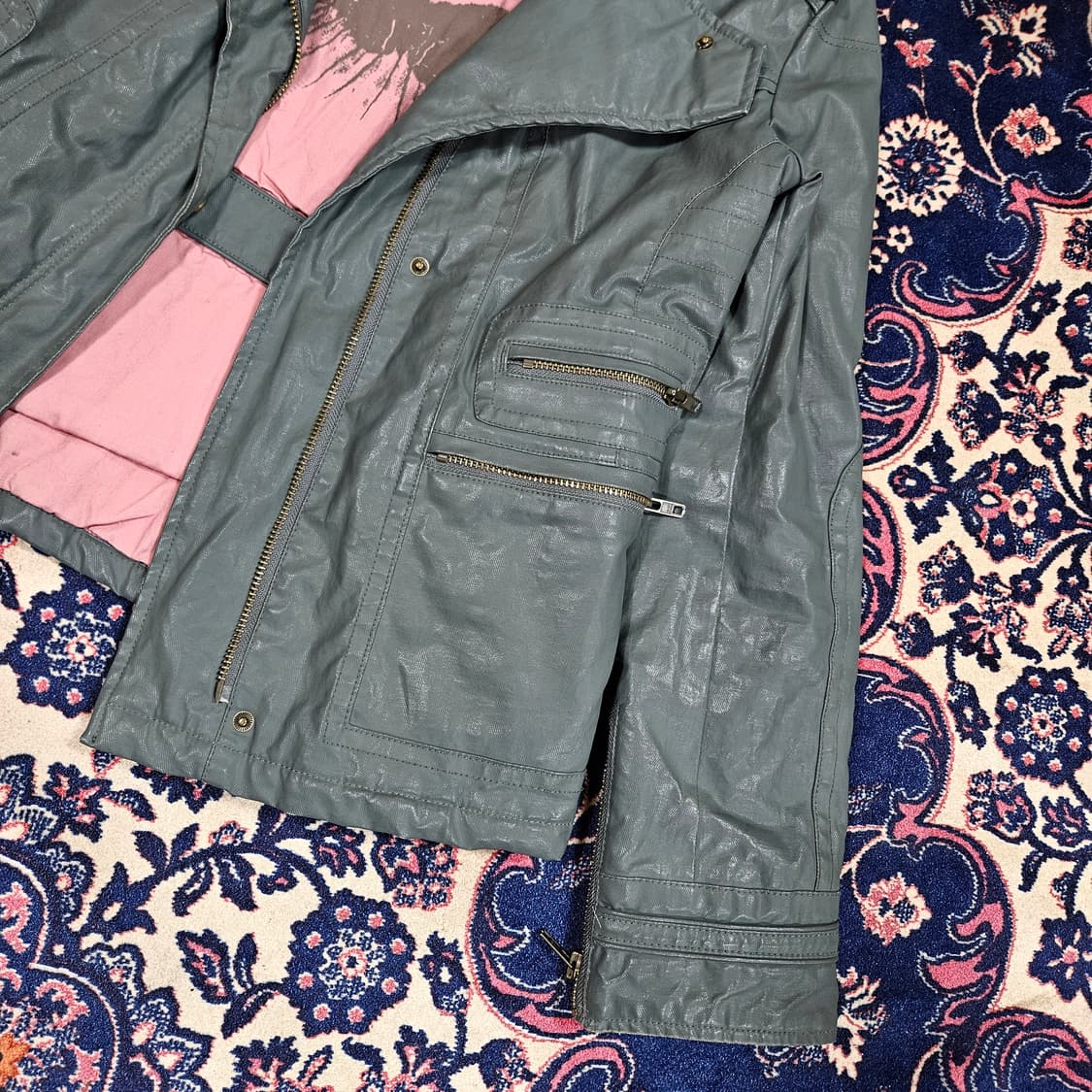 쟈딕앤볼테르 그레이 왁싱 바이커 자켓 S size 상품이미지5