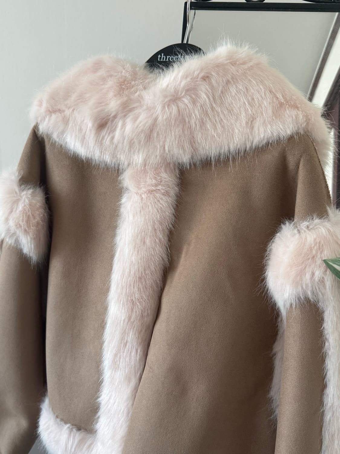 쓰리타임즈 bunny fur coat (핑크 브라운) 상품이미지8