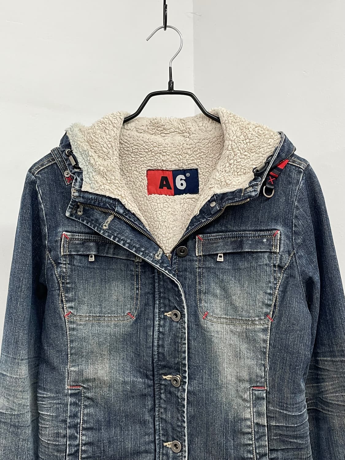 A6 y2k 버튼 데님 퍼 자켓 상품이미지7