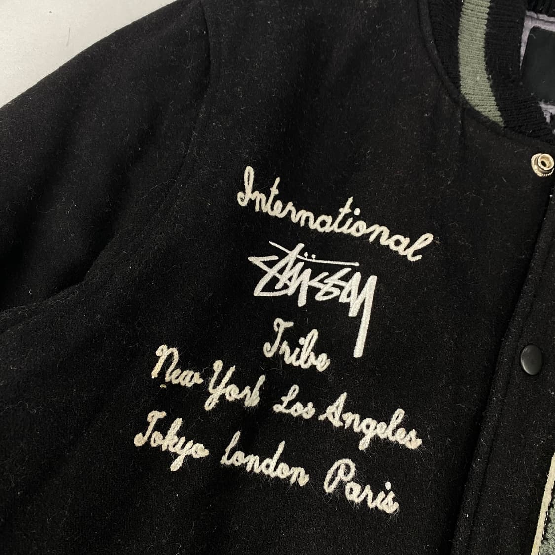 스투시 빅 S 레터맨 블랙 모직 바시티 자켓 (100) 상품이미지4