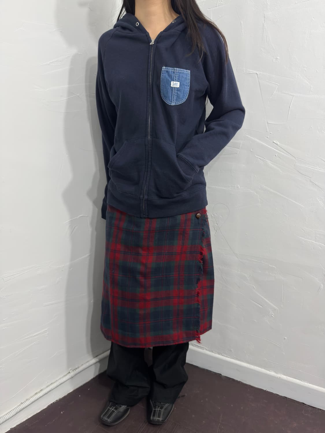 check button wool skirt 상품이미지8