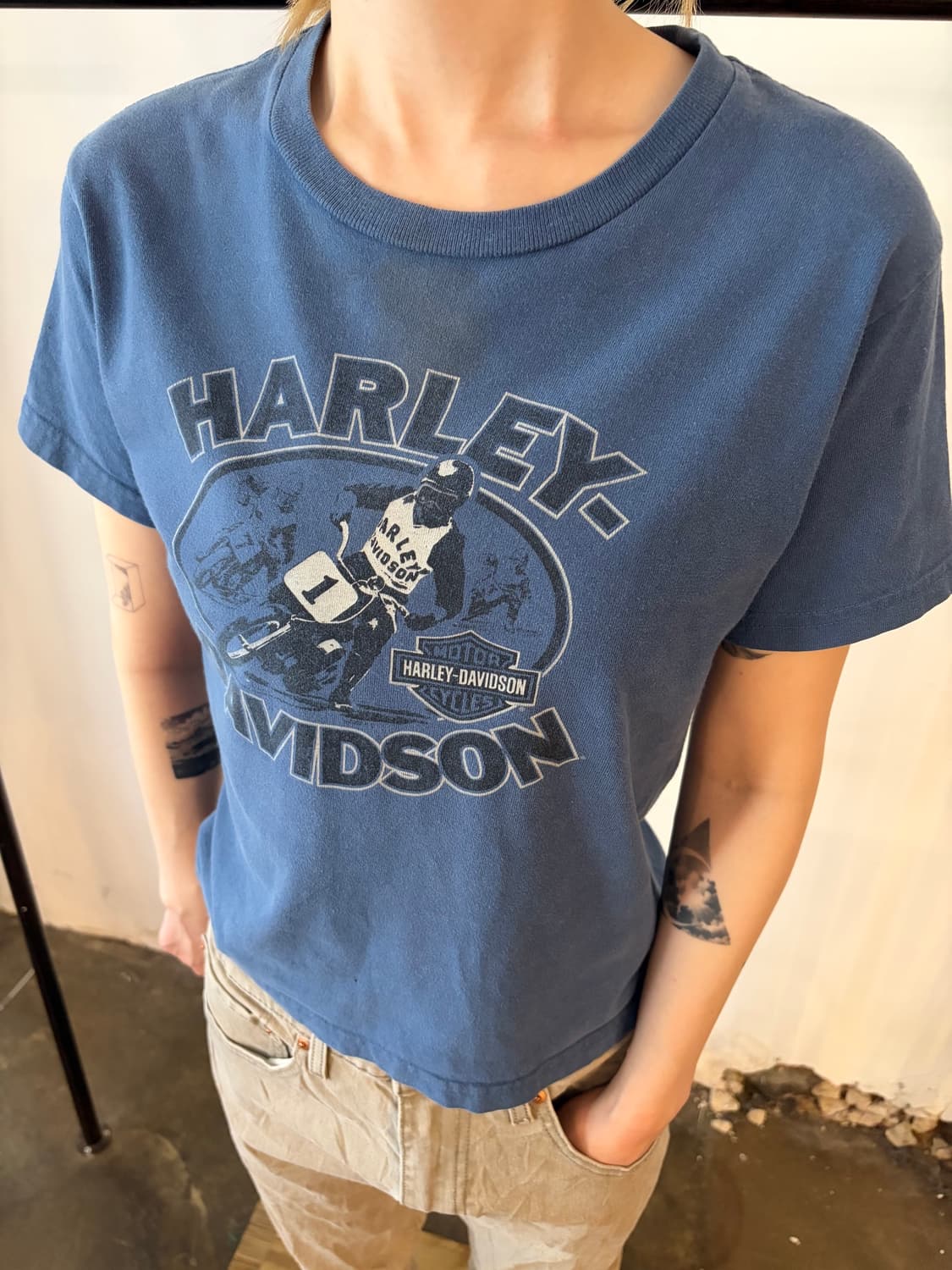 Harley-Davidson 레이싱 프린트 빈티지 티셔츠 상품이미지3