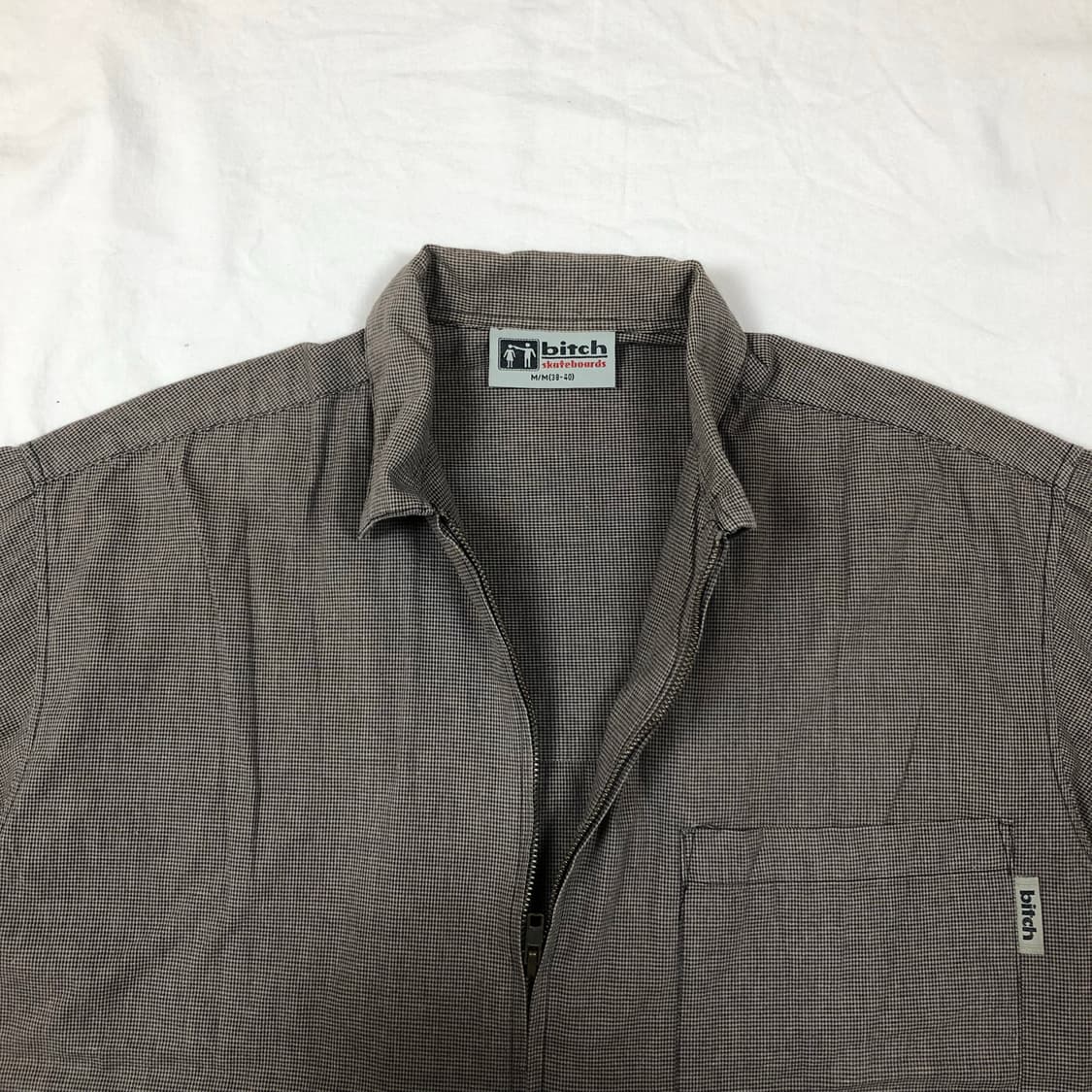 90s 비치스케이트보드 bitch 포켓 체크 지퍼셔츠 상품이미지5