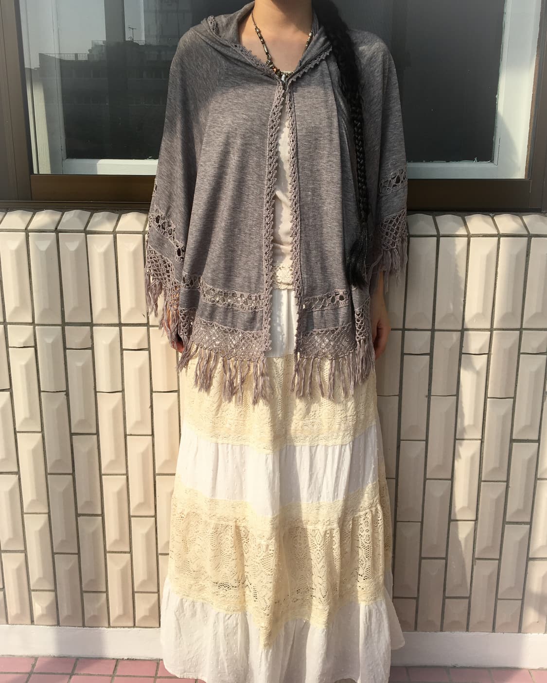 Ethnic mood fringe hood cape 상품이미지1