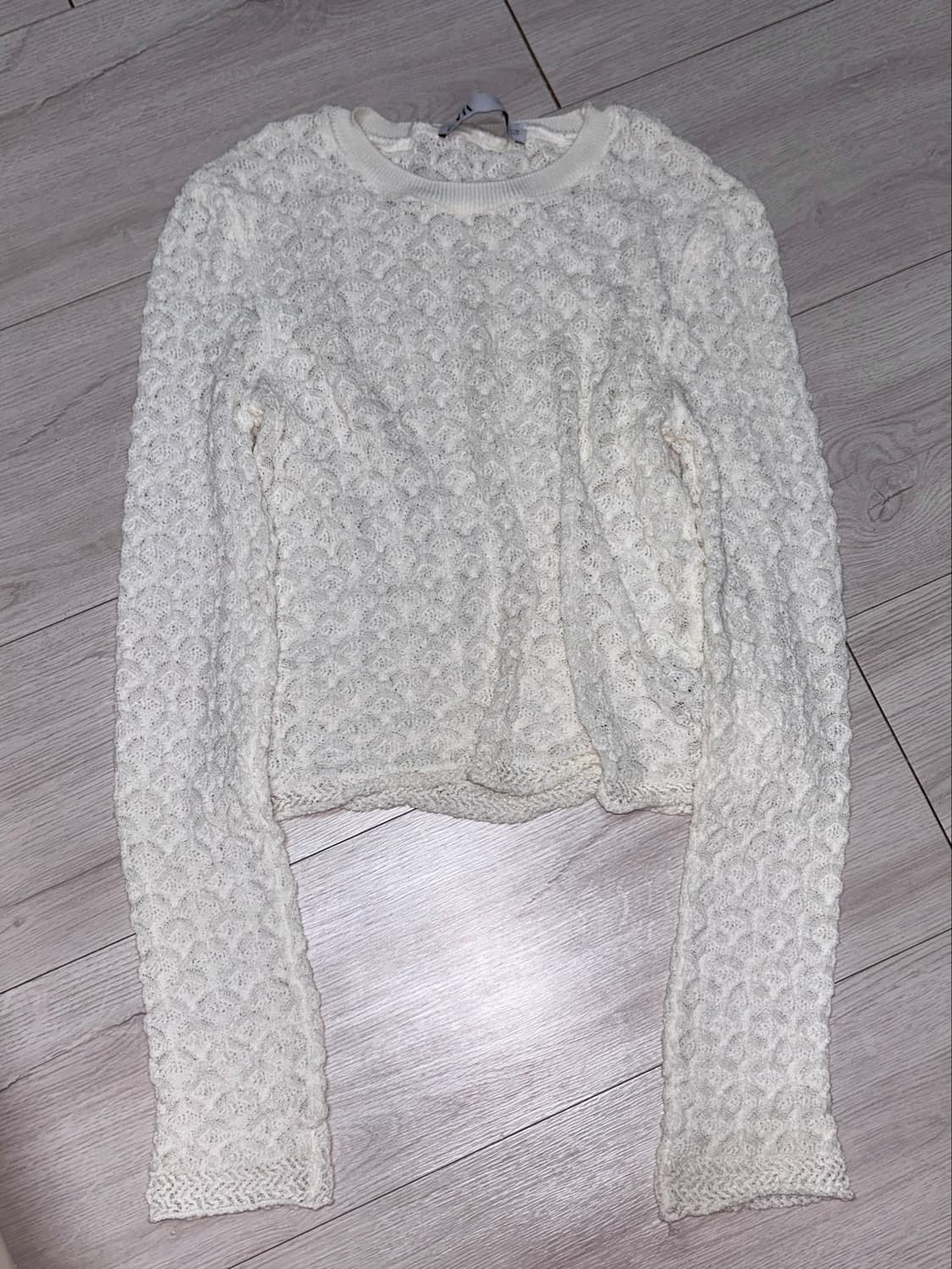 ZARA 아이보리 레이스 니트 크롭탑 상품이미지4