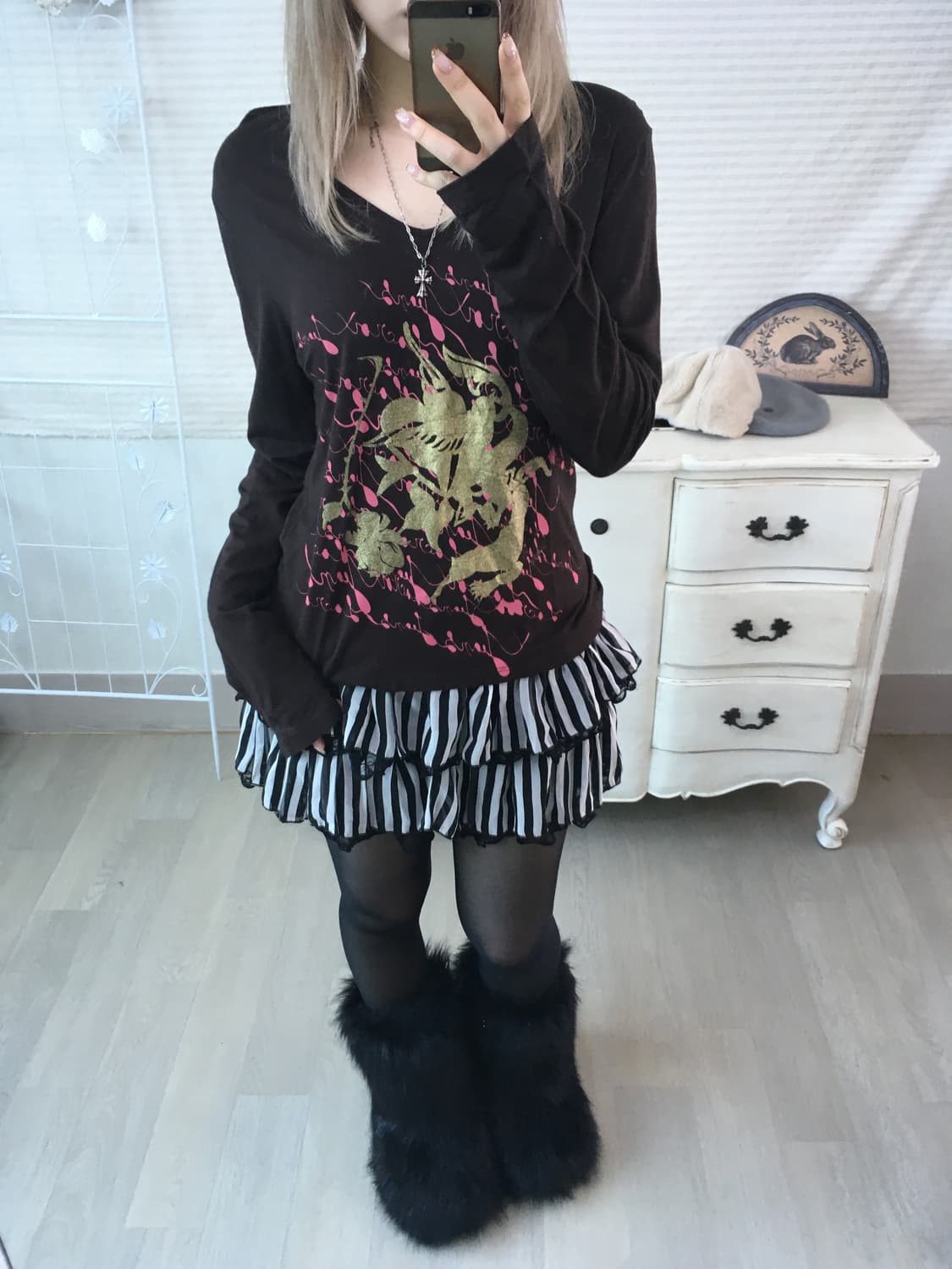 일본빈티지 갸루 프린팅 롱슬리브 상품이미지3