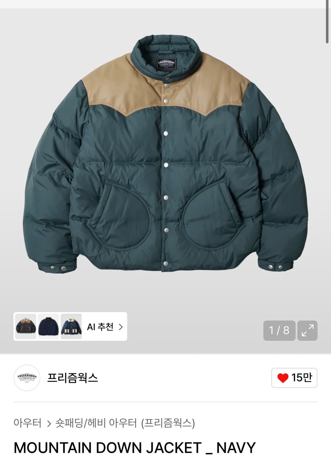 프리즘웍스 MOUNTAIN DOWN JACKET _ NAVY L 상품이미지1