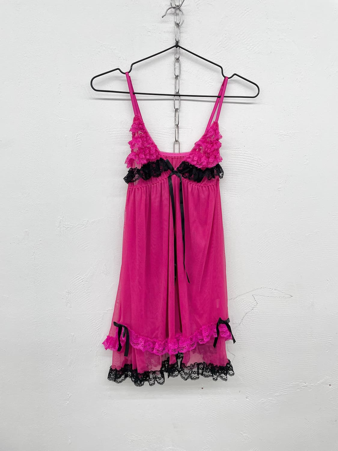 갸루 핫핑크 레이스 슬립 상품이미지4