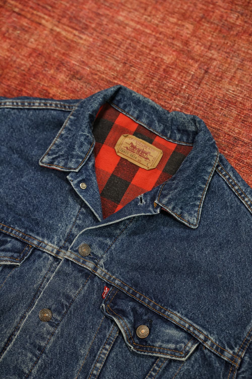 80s 빈티지 리바이스 체크 안감 트러커자켓 판매 상품이미지4