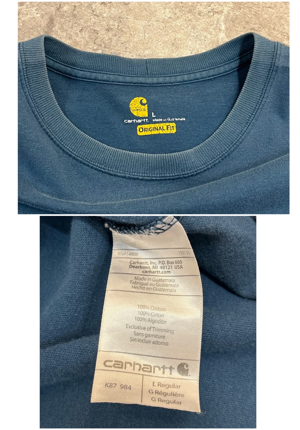 칼하트 포켓 반팔티 블루 L #csz3410 상품이미지3