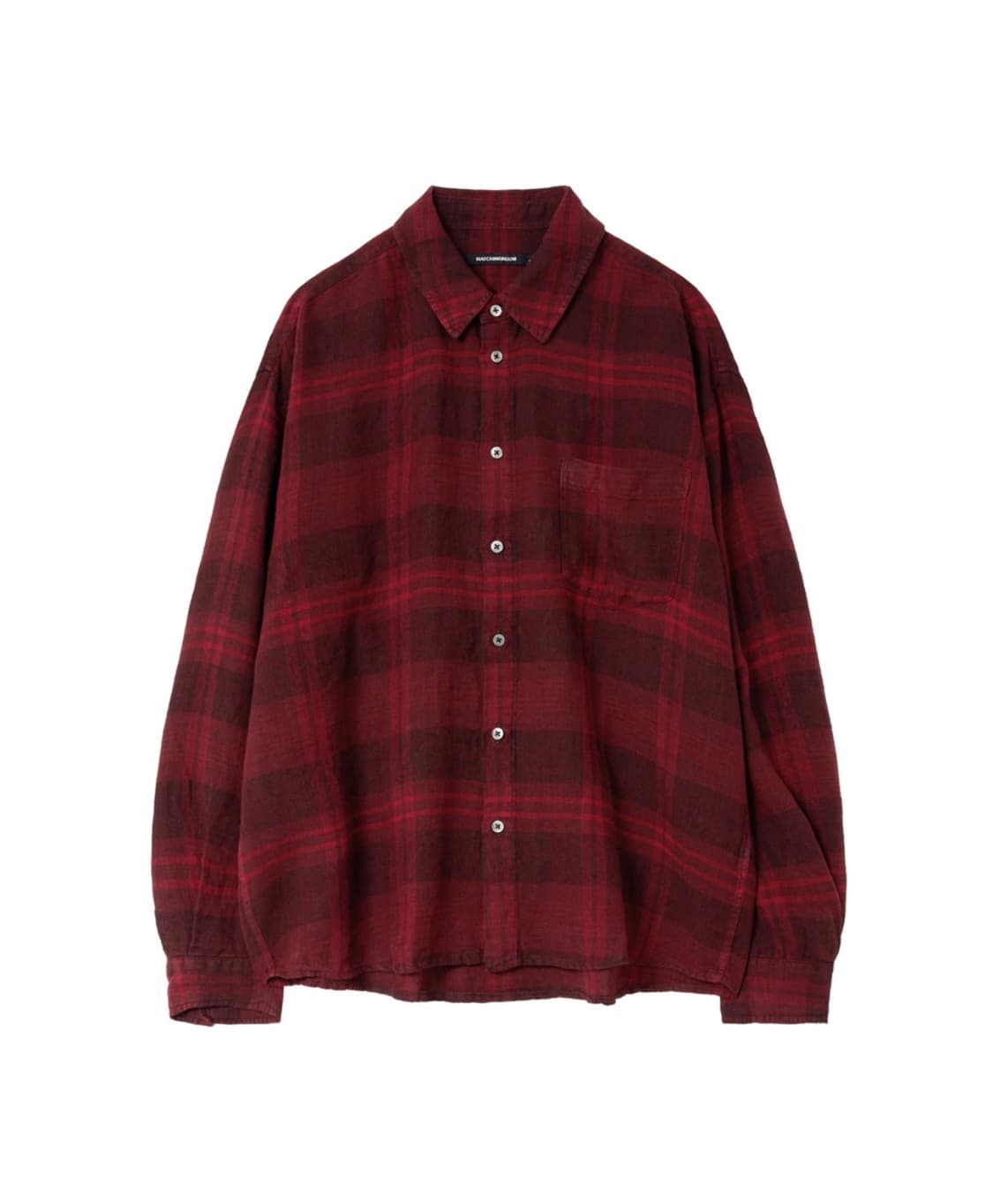 [3] 해칭룸 클래식셔츠 린넨 빅체크 다크레드 상품이미지1