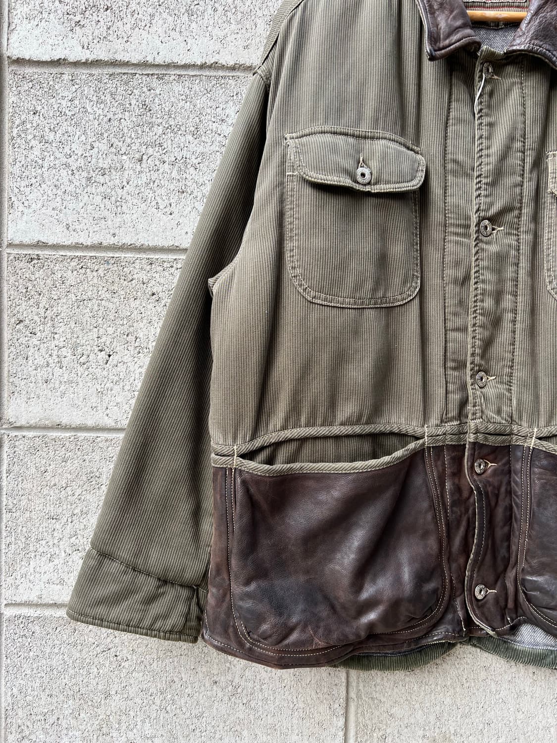 1980/90s BLUE ONE CORDUROY 가죽코듀로이헌팅자켓 상품이미지4
