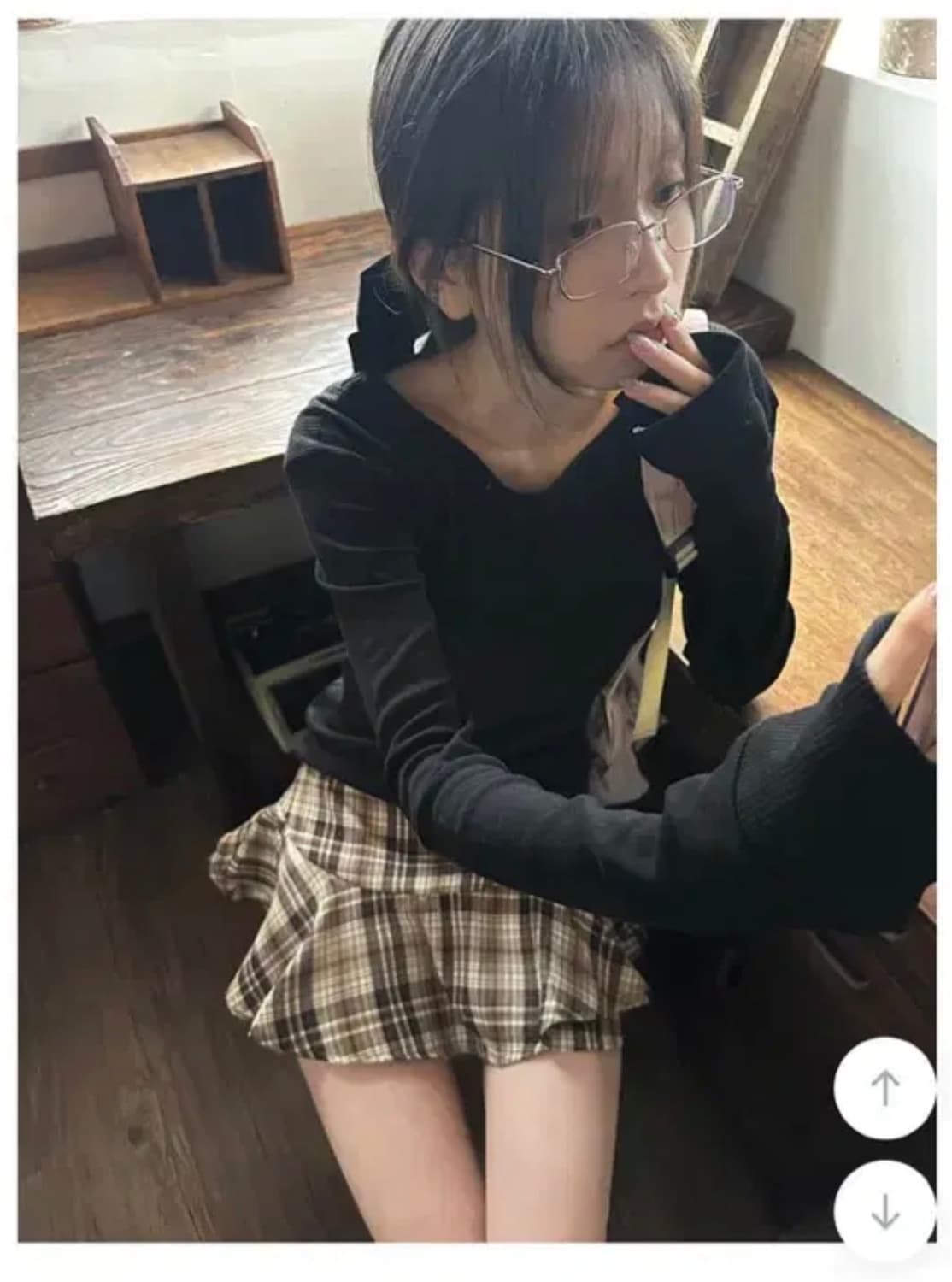 사토미라디오 체크 스커트 상품이미지3
