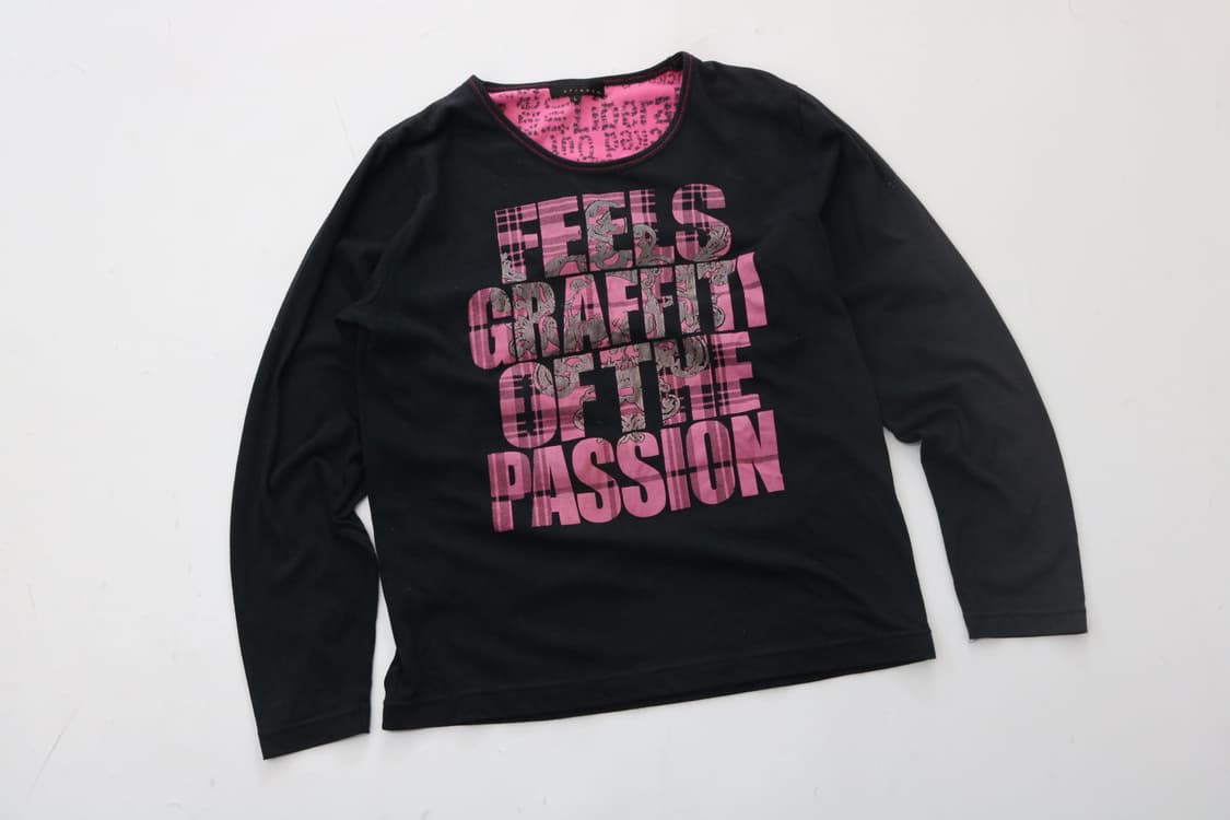 SPINASH 스피나쉬 펑크 그래피티 핑크 타탄 체크 롱슬리브 티셔츠 상품이미지2