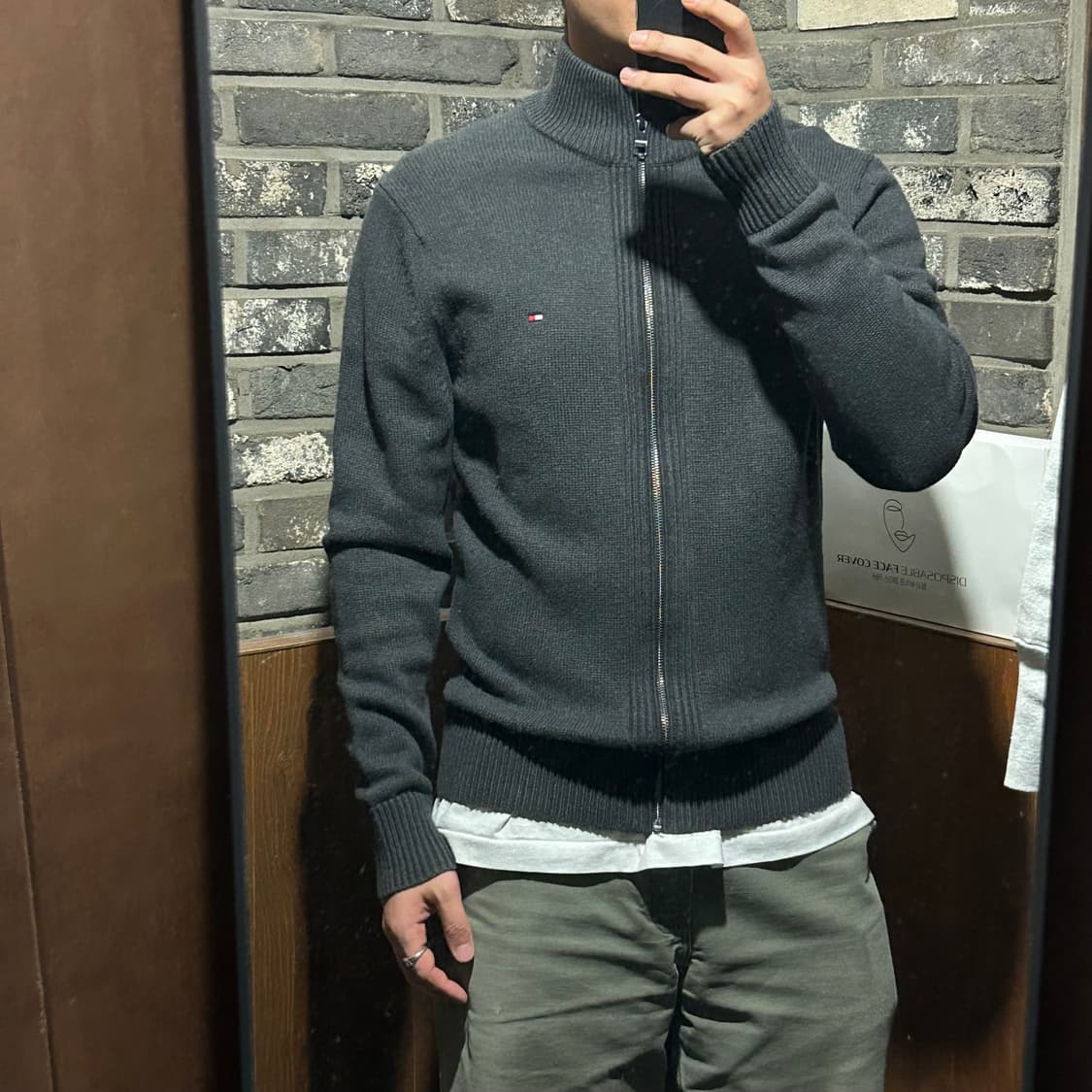 XL) 타미힐피거 프리미엄코튼 니트 집업 차콜 그레이 상품이미지10