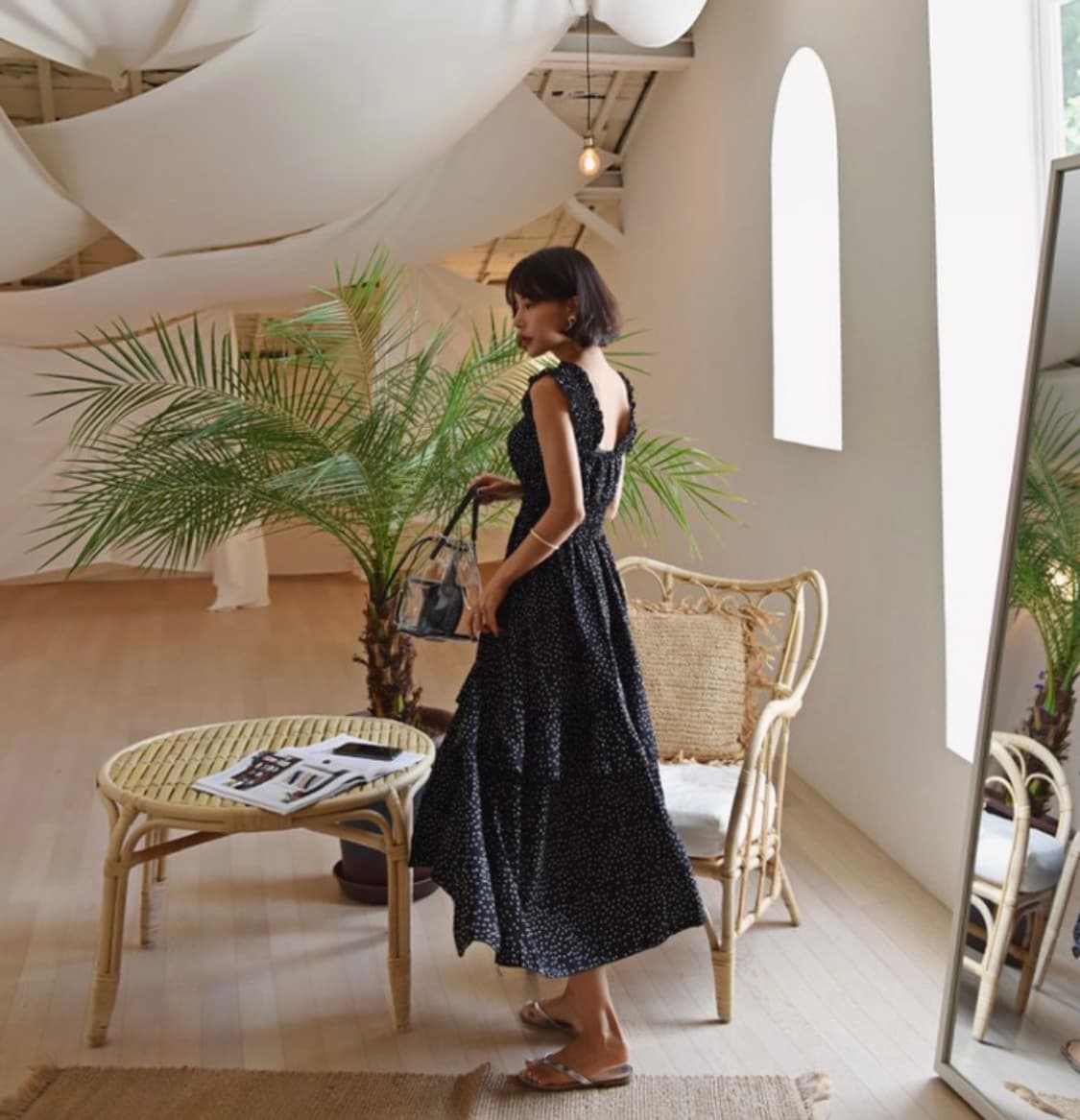 스모크 밴딩 원피스 상품이미지5