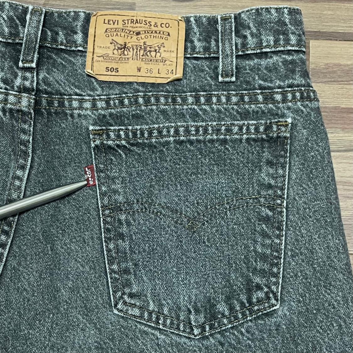 80s 미제 리바이스 505 흑청 블랙 일자 데님 청바지 36(34) 상품이미지5