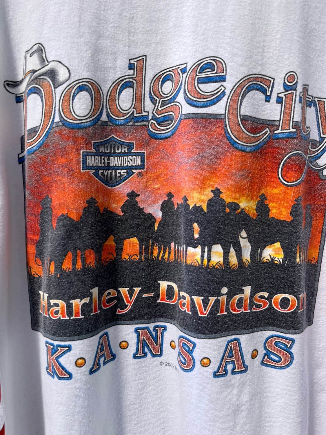 [XL]00's 할리 데이비슨 캔자스 Dodge City 롱슬리브 티셔츠 상품이미지2
