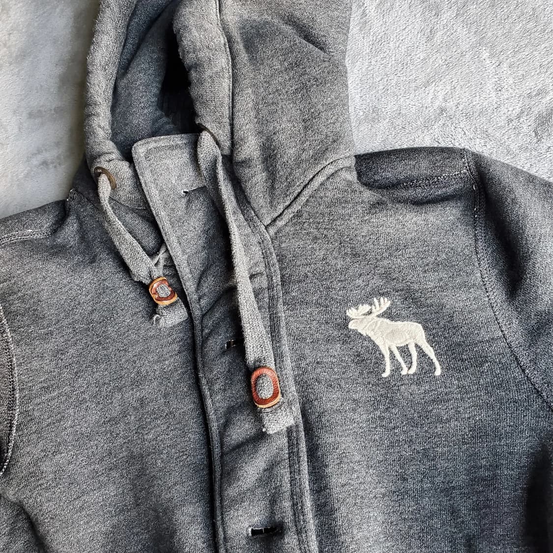 아베크롬비 앤 피치 빈티지 사슴 자수 버튼 후드 집업 상품이미지3