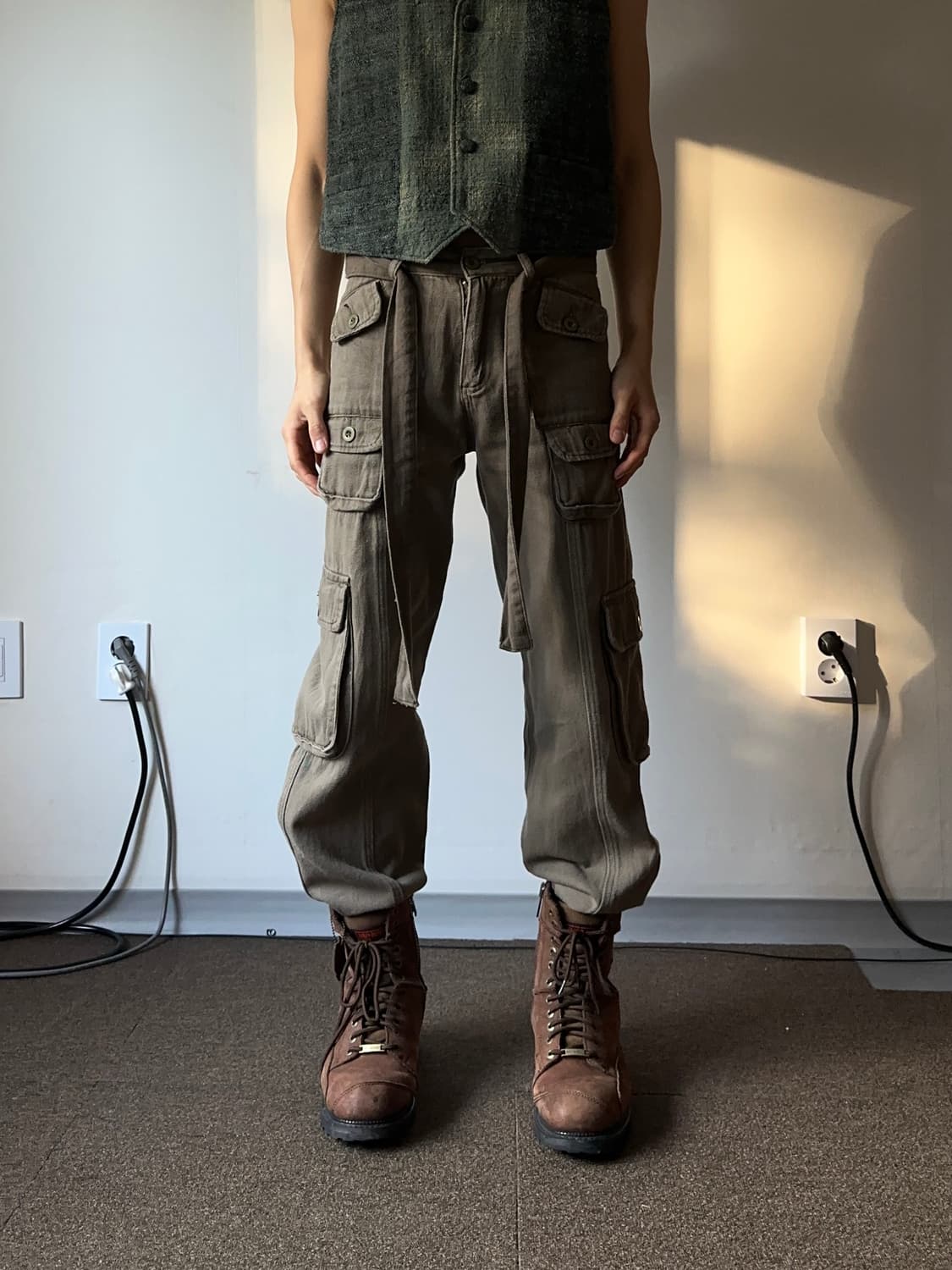 Shinne 스트랩 벨트 카고 스트레이트 팬츠 상품이미지2