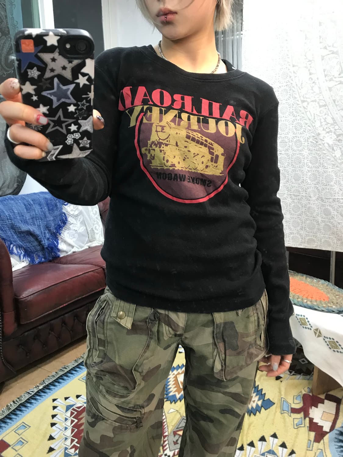 빈티지 프린팅 롱슬리브  상품이미지1