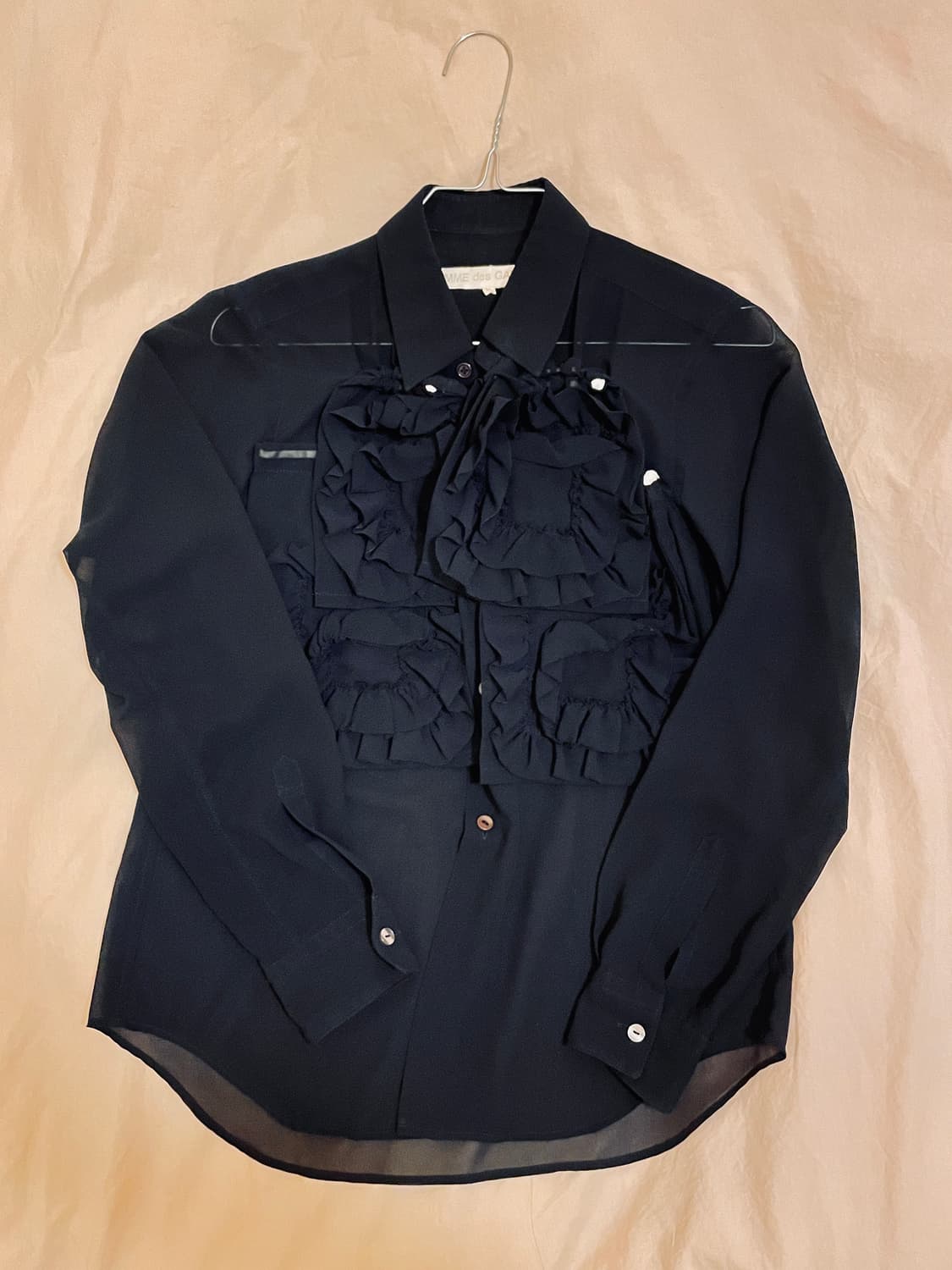 Comme des Garçons 프릴 디테일 블라우스 네이비 ss사이즈 상품이미지1