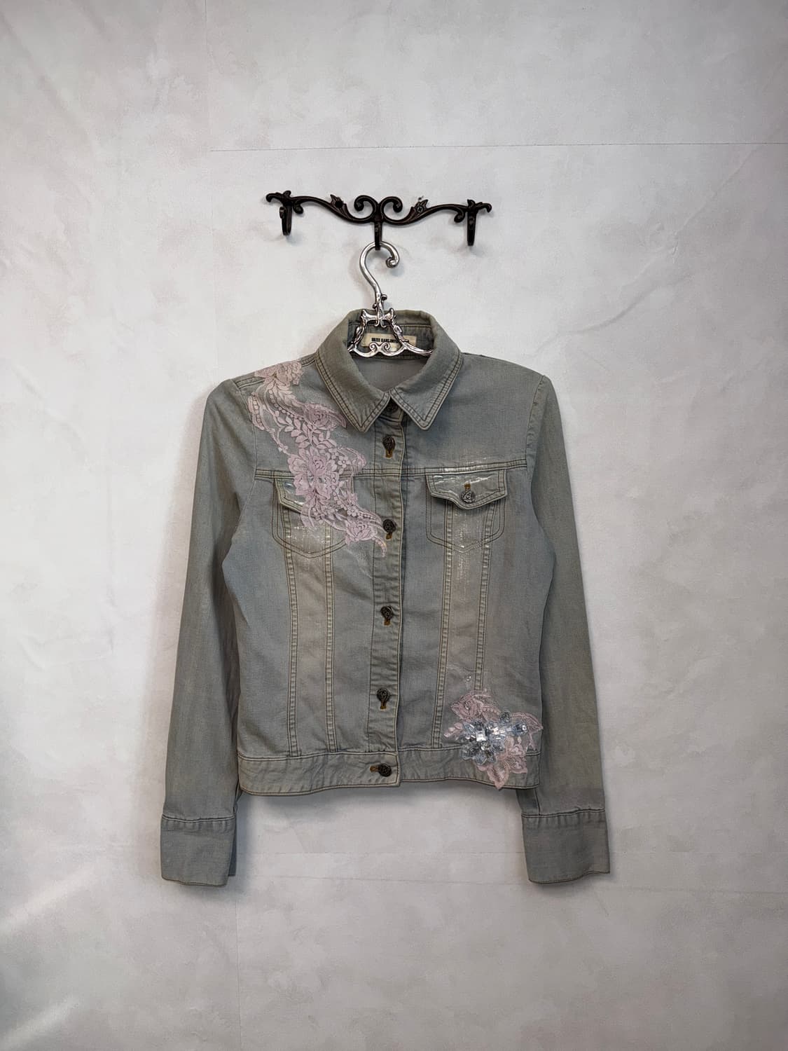 Obzee fairy flower lace denim jacket 상품이미지3