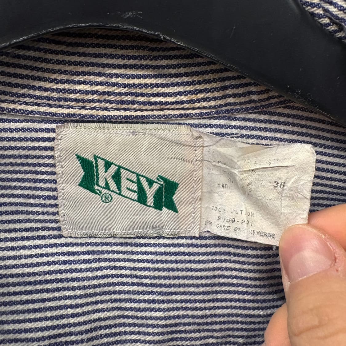 80s KEY 어패럴 스트라이프 하프집업 워크셔츠 N444 상품이미지6