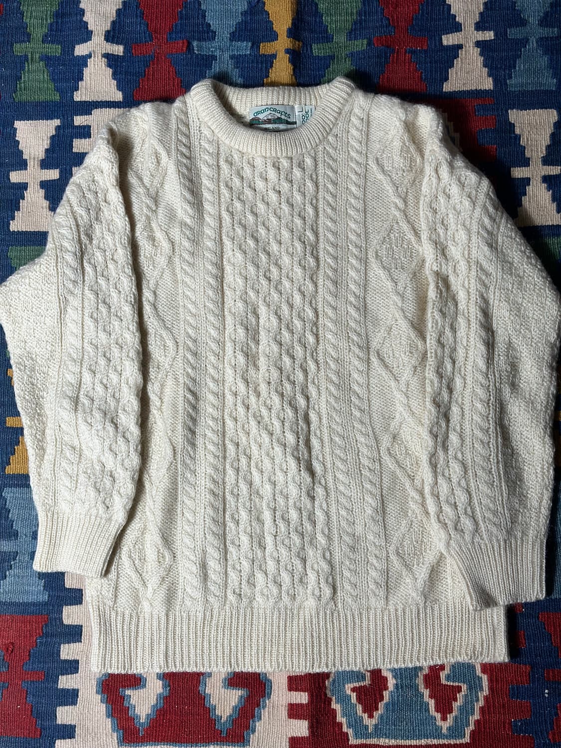 80s arancrafts 빈티지 아란 피셔맨 스웨터 L 상품이미지1