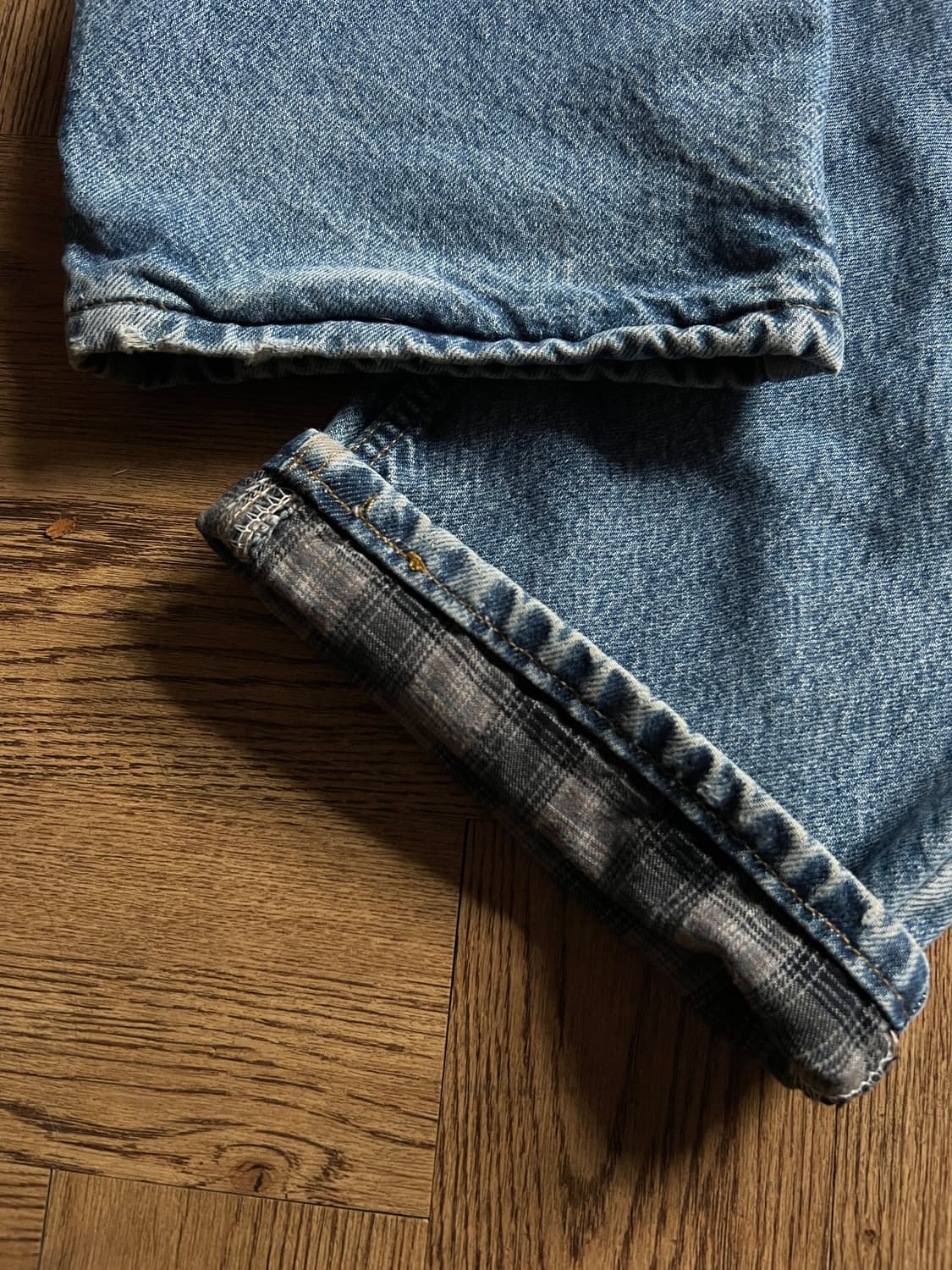 [36]칼하트 USA 체크 라이닝 빈티지 워싱 워크 데님 팬츠 상품이미지5