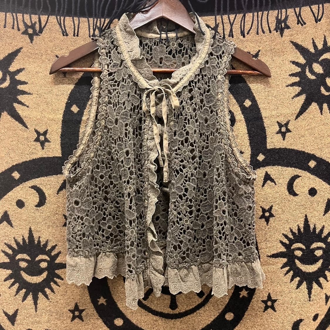 빈티지 보헤미안 러블리 플라워 패턴 뜨개 니트 조끼 베스트 K0043 상품이미지3