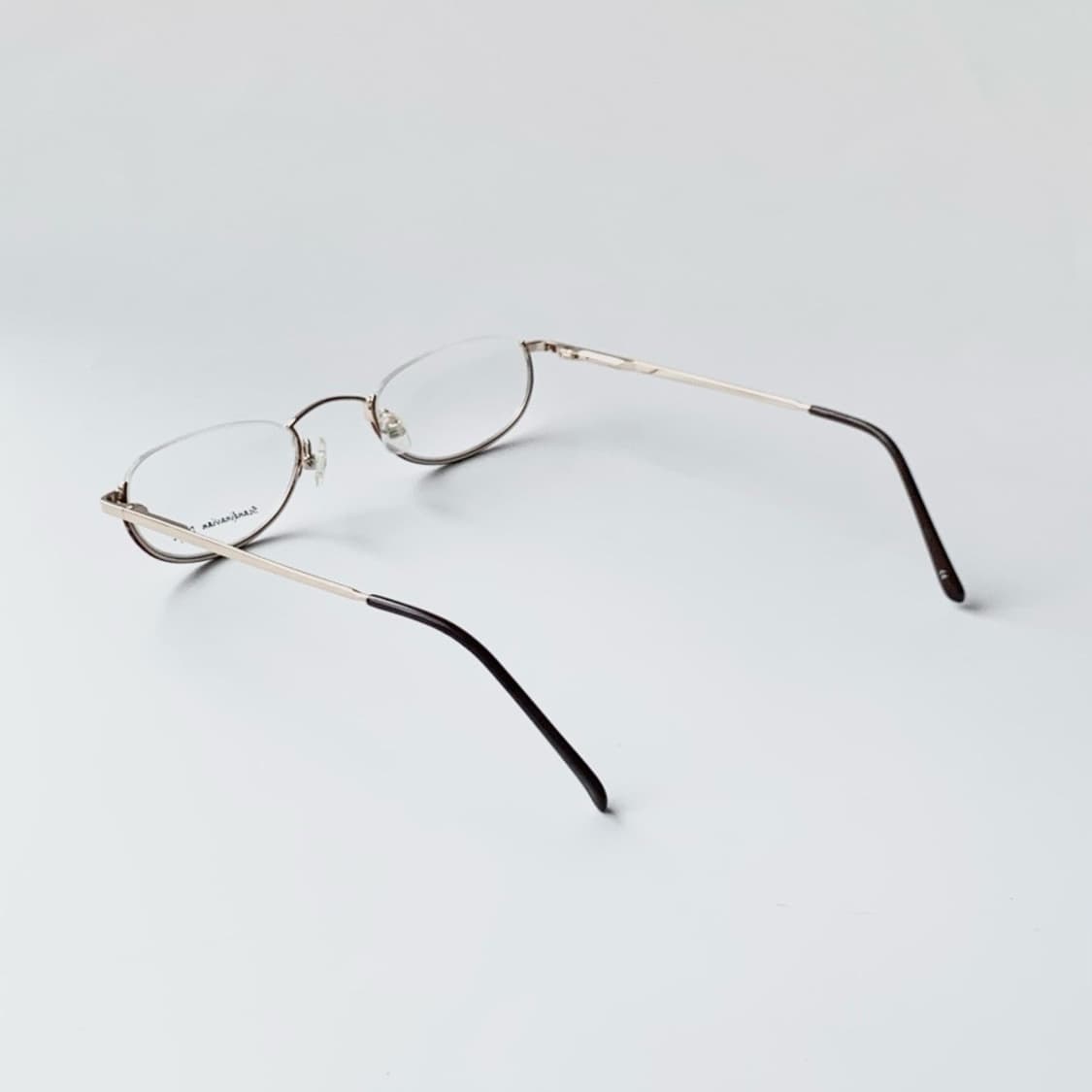 [픽키-687] 골드 메탈 언더림 안경 하단 브라운 라운드 림 슬림 상품이미지2