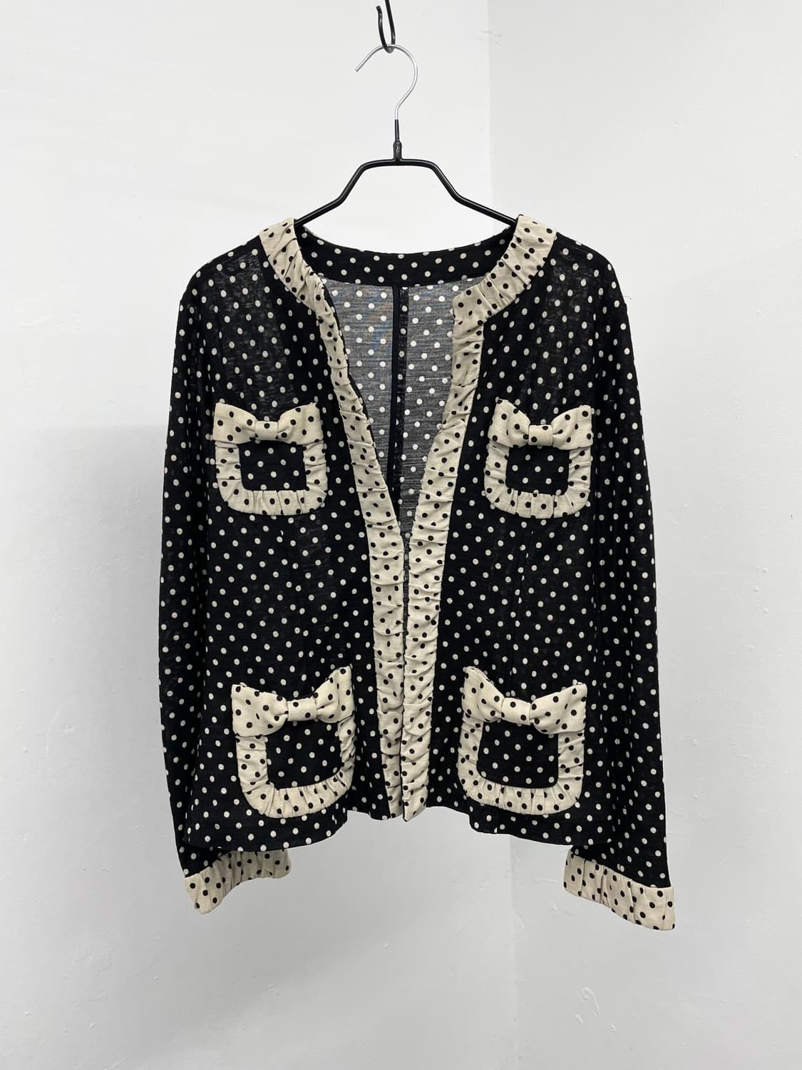 히메갸루 도트 리본 포켓 가디건 상품이미지5