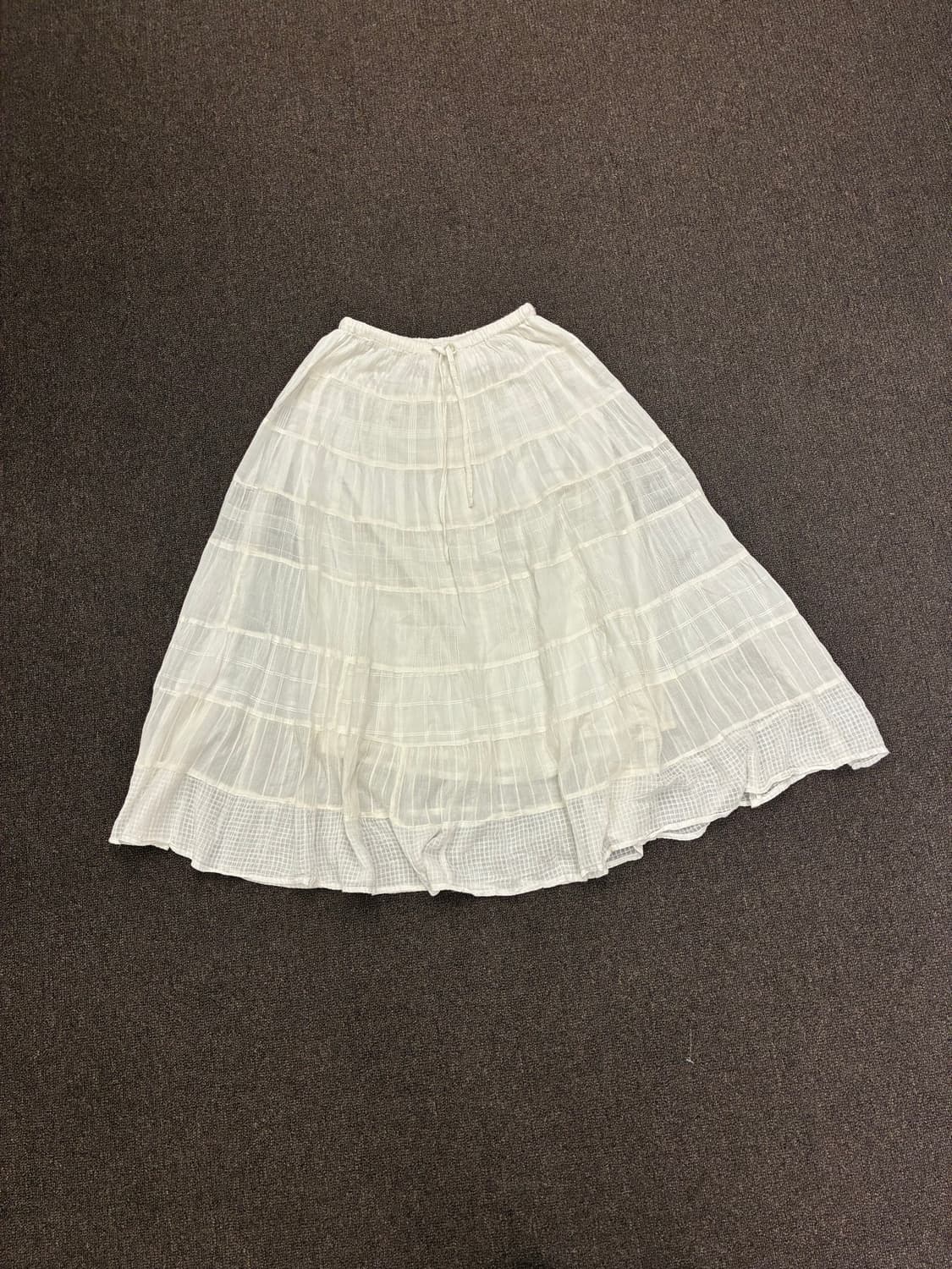 M)Japanese vintage 여성 체크무늬 시스루 롱스커트 상품이미지1