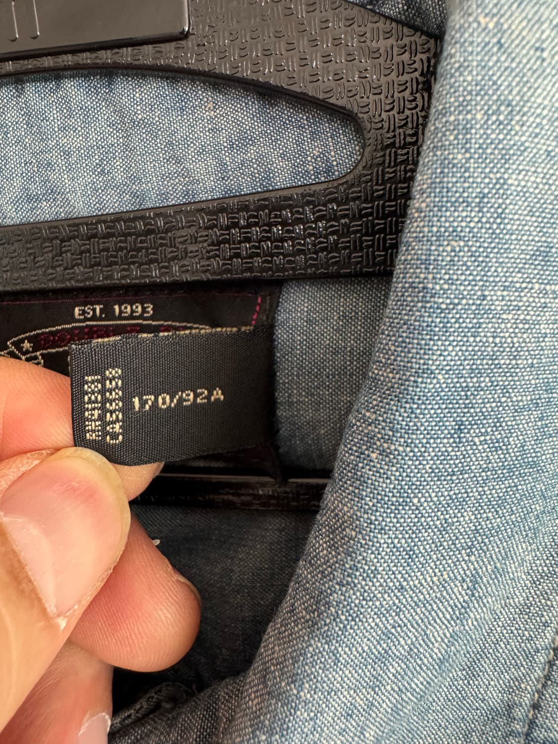 S 더블알엘 임브로이더 샴브레이 자수 셔츠 데님 프린팅 상품이미지5