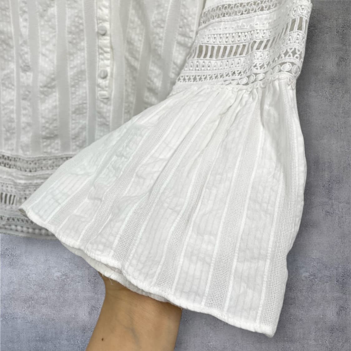 클럽모나코 화이트 보헤미안 레이스 코튼 블라우스 S 상품이미지6