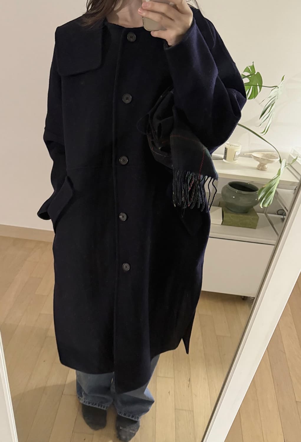 매니매니모드 클래식 후드코트 네이비  상품이미지4