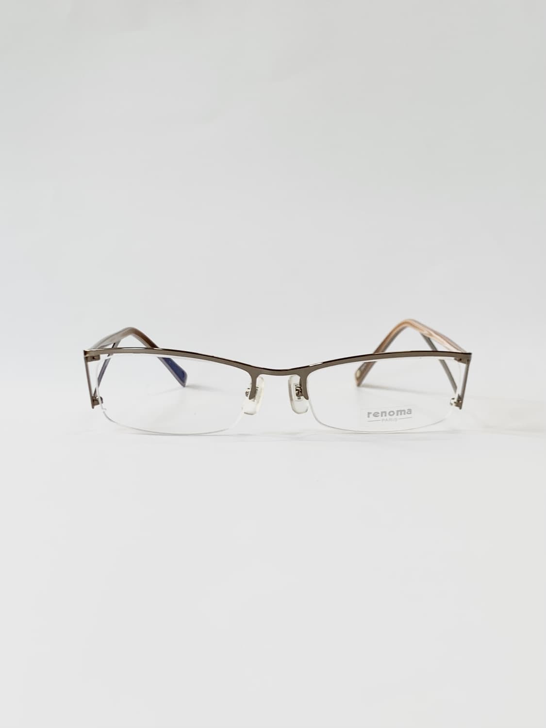 [픽키-642] Renoma 브라운 반무테 안경 구조적 템플 디자인 상품이미지2