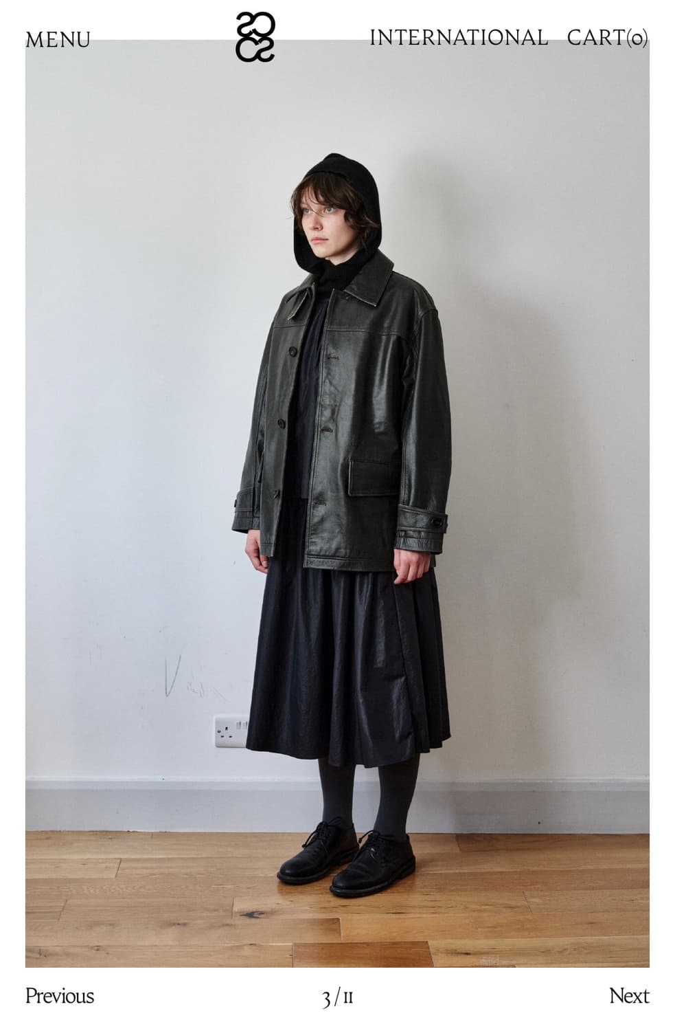 코스모스 (리미티드)크랙 카우레더 자켓 M 상품이미지3