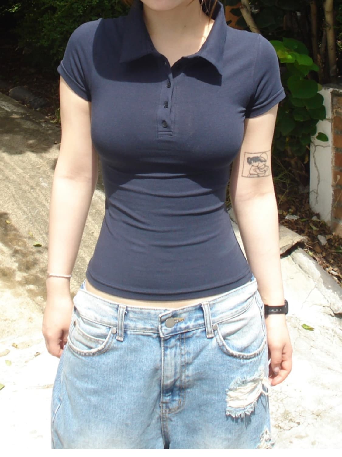 아워캐비넷 Bonata collar tee (navy) 상품이미지1