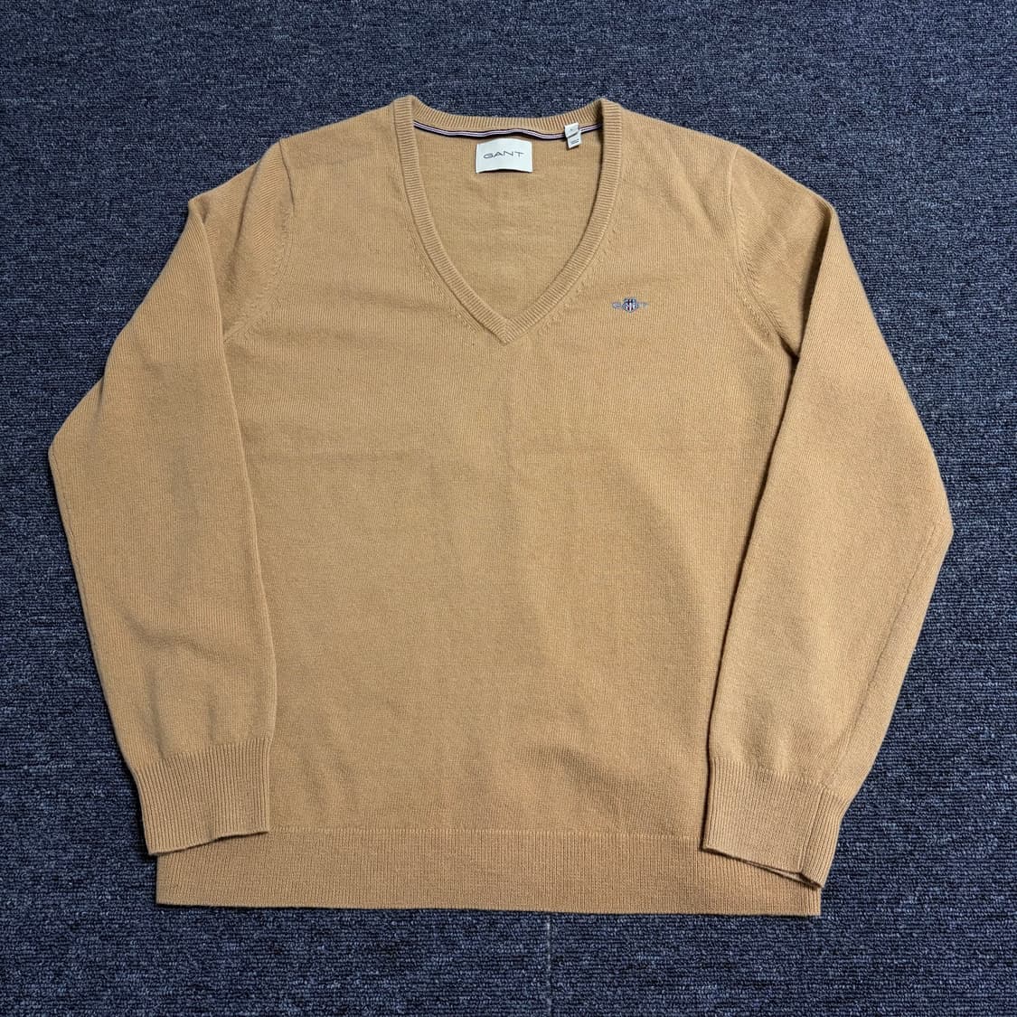 GANT 코튼 브이넥 니트 샌드 멜란지 상품이미지1