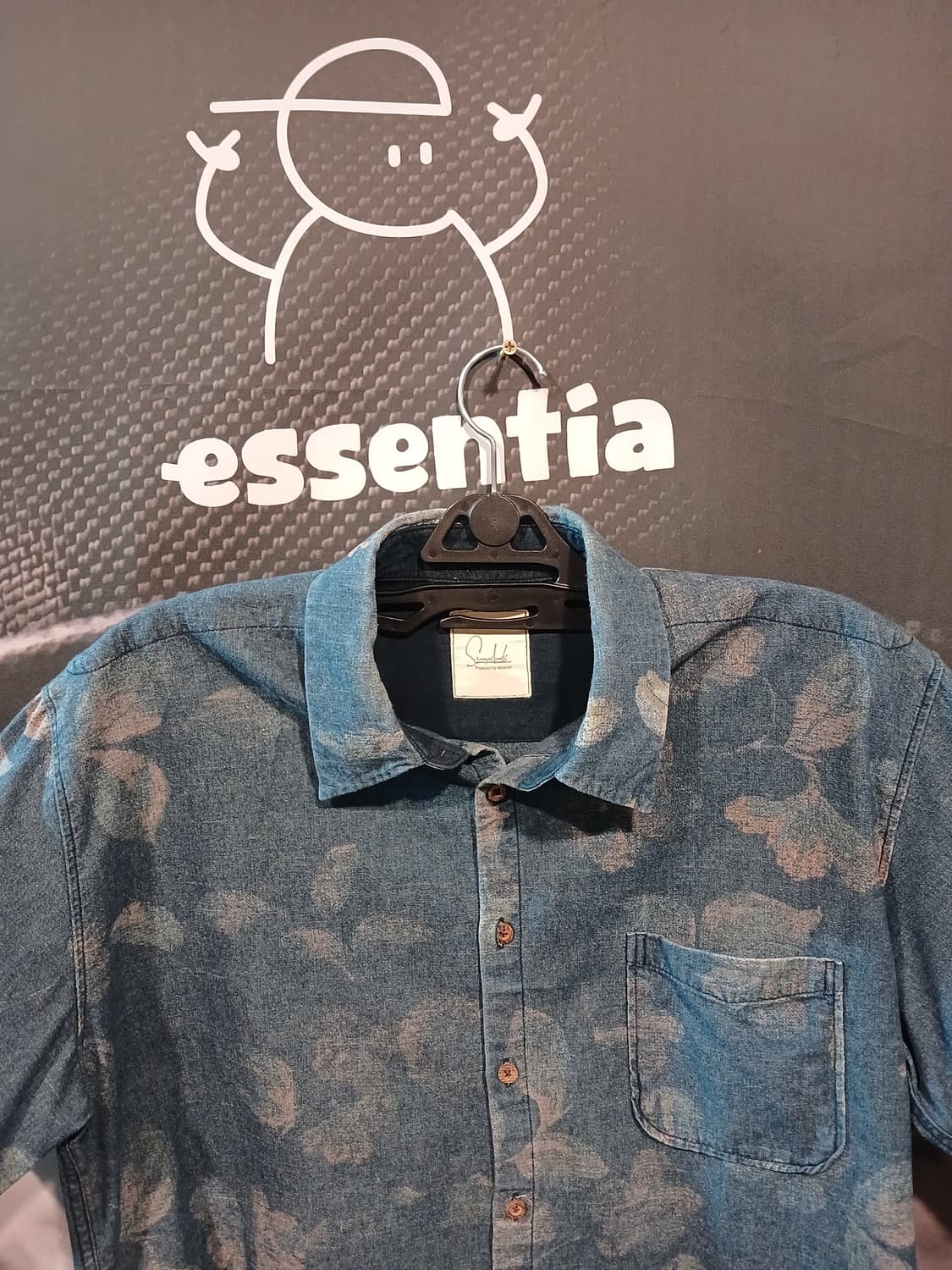 써니 클라우드 클로버 패턴 데님 셔츠 상품이미지2