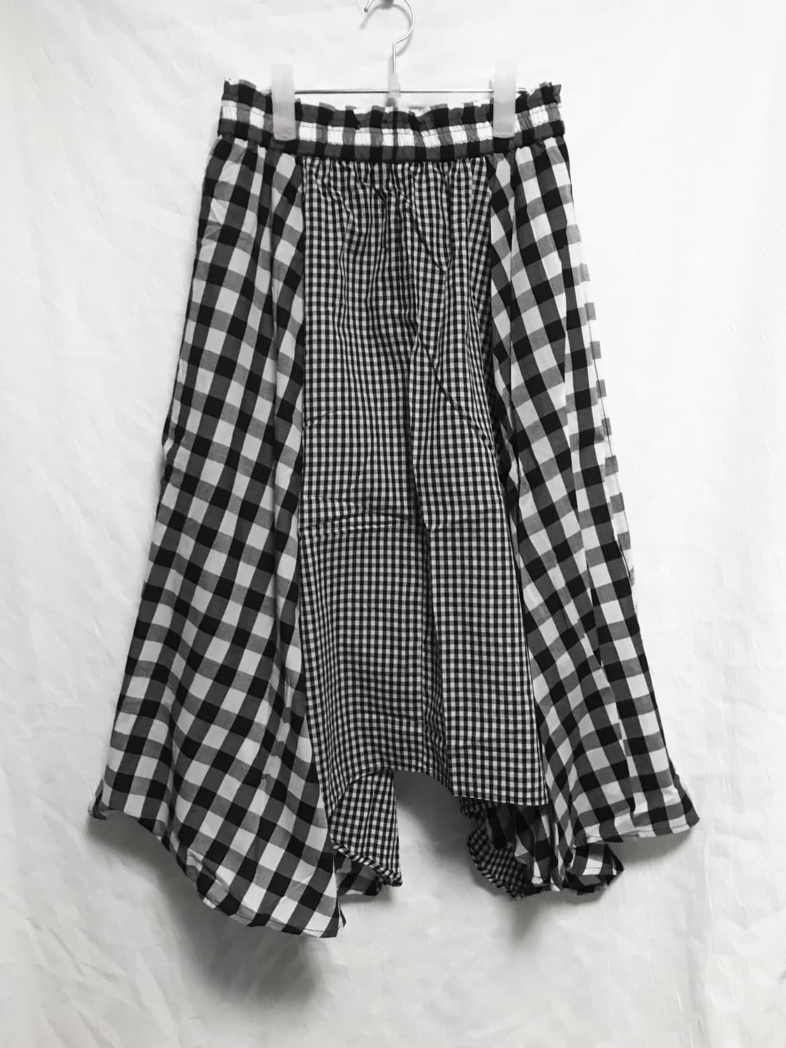 빈티지 니혼진 모리 체크 언발 롱 스커트 상품이미지3